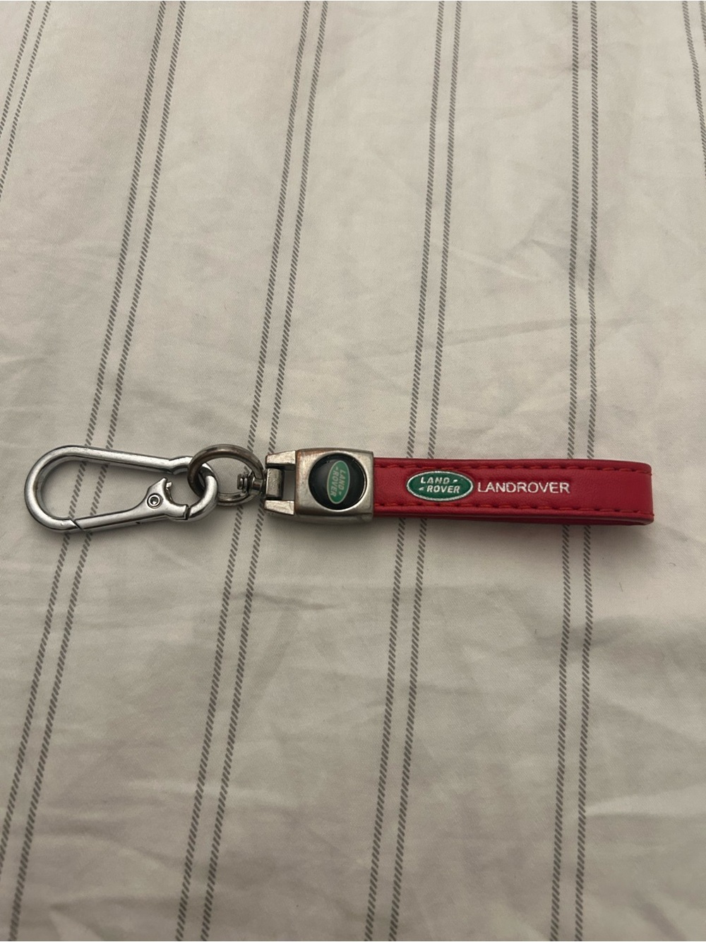 Land Rover Red Leather Keychain with Metal Clip